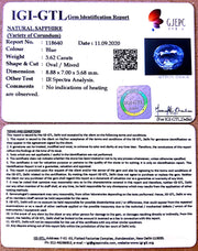 3.62/CT Natural Blue Sapphire with Govt Lab Certificate-BLUSA9V